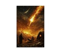 GEMTOFNMA Poster decorativo da appendere alla parete, con scritta in inglese "The Manger Beneath a Sky of Fire", il primo Natale visto attraverso gli occhi di un pastore errante, 30 x 45 cm