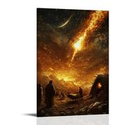 GEMTOFNMA Poster decorativo da appendere alla parete, con scritta in inglese "The Manger Beneath a Sky of Fire", il primo Natale visto attraverso gli occhi di un pastore errante, 30 x 45 cm