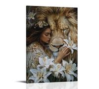 GEMTOFNMA Poster decorativo da appendere alla parete, motivo: Mary lay gigli attraverso una criniera di leone, le sue preghiere che si sollevano come un profumo. Poster artistico decorativo da