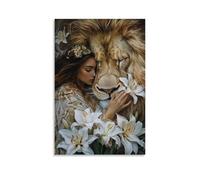 GEMTOFNMA Poster decorativo da appendere alla parete, motivo: Mary lay gigli attraverso una criniera di leone, le sue preghiere che si sollevano come un profumo. Poster artistico decorativo da
