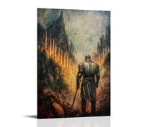 GEMTOFNMA Poster decorativo da appendere alla vigilia della battaglia, un cavaliere vede angeli che allineano le colline con spade fiammeggianti del silenzio. Poster decorativo da appendere, 60 x 90