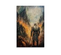 GEMTOFNMA Poster decorativo da appendere alla vigilia della battaglia, un cavaliere vede angeli che allineano le colline con spade fiammeggianti del silenzio. Poster artistico decorativo da appendere
