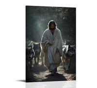 GEMTOFNMA Poster decorativo da appendere con Gesù cammina con i lupi al suo fianco, non domato, ma scegliendo la pace. Poster decorativo da appendere in stile contemporaneo, 30 x 45 cm