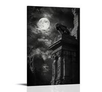 GEMTOFNMA Poster decorativo da appendere con gufi nella cattedrale in rovina, ali silenziose guardia l'altare dimenticato al chiaro di luna, poster artistico decorativo da appendere, 20 x 30 cm
