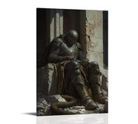 GEMTOFNMA Poster decorativo da appendere con il cavaliere che dorme sotto una cupola della cappella in frantumi, custodito da un serpente arrotolato ai suoi piedi. Poster decorativo da appendere in