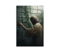 GEMTOFNMA Poster decorativo da appendere con immagine di Gesù tocca il muro di una cella carceraria e l'edera inizia a crescere dalle crepe. Poster decorativo da appendere, 30 x 45 cm