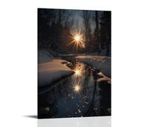 GEMTOFNMA Poster decorativo da appendere con immagine di "Il riflesso della stella nel torrente conduce un viaggiatore perduto al cuore della pace natalizia". Poster decorativo da appendere, 60 x 90