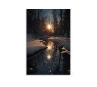 GEMTOFNMA Poster decorativo da appendere con immagine di "Il riflesso della stella nel torrente conduce un viaggiatore perduto al cuore della pace natalizia". Poster decorativo da appendere, 60 x 90