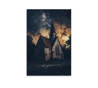GEMTOFNMA Poster decorativo da appendere con la Cattedrale delle Costellazioni, il tetto della chiesa è crollato molto tempo fa, ma le stelle lo hanno sostituito con una cattedrale delle costellazioni