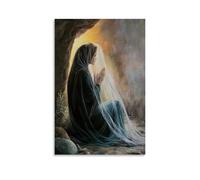 GEMTOFNMA Poster decorativo da appendere con Maria Maddalena in ginocchio alla tomba vuota all'alba, il suo velo svolazzante nella brezza mentre parla un angelo. Poster artistico decorativo da