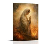 GEMTOFNMA Poster decorativo da appendere con Mary Among The Flames - Her Prayer Unshaken by War, 40 x 60 cm