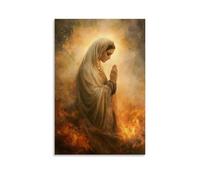 GEMTOFNMA Poster decorativo da appendere con Mary Among The Flames - Her Prayer Unshaken by War, 40 x 60 cm