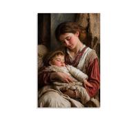 GEMTOFNMA Poster decorativo da appendere con Mary Hums A Lullaby As The Child Drifts off, His Fingers still stringendo la lana di un pastore - poster decorativo da appendere (50 x 75 cm)