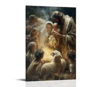 GEMTOFNMA Poster decorativo da appendere con pastori avvolti nella lana, con il bambino e gli occhi pieni di meraviglia e respiro come fumo, poster artistico decorativo da appendere, 30 x 45 cm