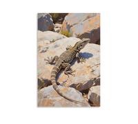 GEMTOFNMA Poster decorativo da appendere con una lucertola che striscia sulle rocce e prende il sole, stile contemporaneo, 30 x 45 cm