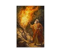 GEMTOFNMA Poster decorativo da appendere in stile contemporaneo, 40 x 60 cm, con il fuoco sacro mentre Mosè lascia cadere il suo bastone e ascolta con mani tremanti