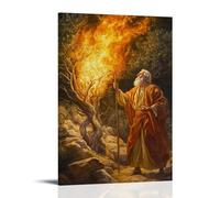 GEMTOFNMA Poster decorativo da appendere in stile contemporaneo, 40 x 60 cm, con il fuoco sacro mentre Mosè lascia cadere il suo bastone e ascolta con mani tremanti