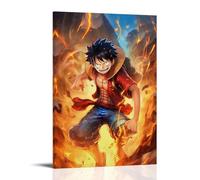 GEMTOFNMA Poster decorativo da appendere in stile contemporaneo, con fiamma, One Piece, con fiamma, regno rapsodia, 60 x 90 cm