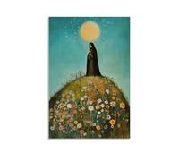 GEMTOFNMA Poster decorativo da appendere in stile contemporaneo, con la Vergine in cima a una collina, cattura stelle cadenti e piantarle nel terreno come fiori. Poster artistico decorativo da
