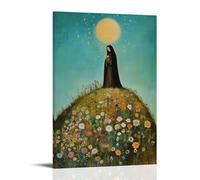 GEMTOFNMA Poster decorativo da appendere in stile contemporaneo, con la Vergine in cima a una collina, cattura stelle cadenti e piantarle nel terreno come fiori. Poster artistico decorativo da