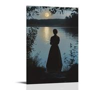 GEMTOFNMA Poster decorativo da appendere in stile contemporaneo, con sagoma di Maria che si riflette sul fiume come un inno cantato nella quiete, 30 x 45 cm
