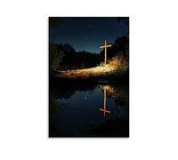 GEMTOFNMA Poster decorativo da appendere in stile contemporaneo, con scritta "On a Holy Night", il Vangelo riflette su uno stagno dove nessuna pagina era mai esistita prima. Poster decorativo da