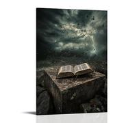 GEMTOFNMA Poster decorativo da appendere in stile contemporaneo, con scritta "The Wind Flips through A Bible Left on A Stone Altar, Pausing on A Verse As Thunder Rolls". Poster artistico decorativo da