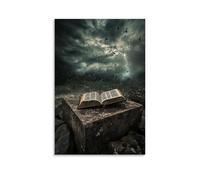 GEMTOFNMA Poster decorativo da appendere in stile contemporaneo, con scritta "The Wind Flips through A Bible Left on A Stone Altar, Pausing on A Verse As Thunder Rolls". Poster artistico decorativo da