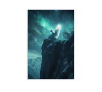GEMTOFNMA Poster decorativo da appendere in stile contemporaneo, in cima a una montagna sotto i cieli aurora, un angelo sussurra le lingue dimenticate nel vento. 20 x 30 cm