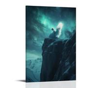GEMTOFNMA Poster decorativo da appendere in stile contemporaneo, in cima a una montagna sotto i cieli aurora, un angelo sussurra le lingue dimenticate nel vento. Poster artistico decorativo da