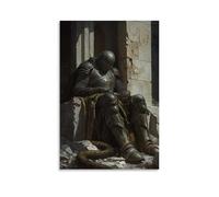 GEMTOFNMA Poster decorativo da appendere in stile contemporaneo, motivo: Il cavaliere dorme sotto una cupola della cappella in frantumi, sorvegliato da un serpente arrotolato ai suoi piedi. Poster