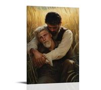 GEMTOFNMA Poster decorativo da appendere in stile contemporaneo, motivo: Il figliol prodigo crolla tra le braccia del padre, i campi che riecheggiano di misericordia sotto la luce occidentale. Poster