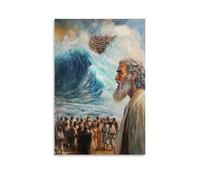 GEMTOFNMA Poster decorativo da appendere in stile contemporaneo, motivo: il Mar Rosso si chiude dietro Mosè mentre guarda indietro, non nella paura, ma nella riverenza. Poster decorativo da appendere