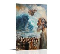 GEMTOFNMA Poster decorativo da appendere in stile contemporaneo, motivo: Il Mar Rosso si chiude dietro Mosè mentre guarda indietro, non nella paura, ma nella riverenza. Poster decorativo da appendere