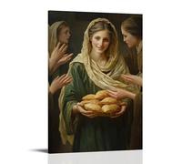 GEMTOFNMA Poster decorativo da appendere in stile contemporaneo, motivo: Mary mette il pane nelle mani degli estranei, e nessuno lascia la sua presenza affamata. Poster decorativo da appendere, 20 x