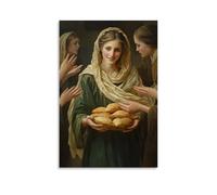 GEMTOFNMA Poster decorativo da appendere in stile contemporaneo, motivo: Mary mette il pane nelle mani degli estranei, e nessuno lascia la sua presenza affamata. Poster artistico decorativo da