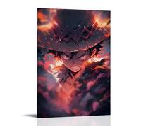 GEMTOFNMA Poster decorativo da appendere in stile contemporaneo, motivo: One Piece, con lo sguardo infuocato di Rufy (50 x 75 cm)