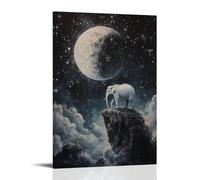 GEMTOFNMA Poster decorativo da appendere in stile contemporaneo, motivo: Siddhartha's Last Dream - Un elefante bianco che cammina attraverso la luna, 20 x 30 cm