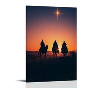 GEMTOFNMA Poster decorativo da parete con immagine di The Three Kings Arrive at Dawn, con sagome incorniciate da Desert Fire e una stella che non si muove mai. Poster decorativo da appendere, 50 x 75