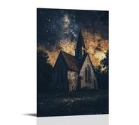 GEMTOFNMA Poster decorativo decorativo da appendere con la Cattedrale delle Costellazioni, il tetto della chiesa è crollato molto tempo fa, ma le stelle lo hanno sostituito con una cattedrale delle