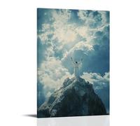 GEMTOFNMA Poster decorativo decorativo da appendere in stile contemporaneo, sulla montagna del giudizio, Gesù alza la mano e il cielo si apre come una porta di luce
