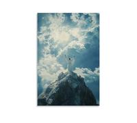 GEMTOFNMA Poster decorativo decorativo da appendere in stile contemporaneo, sulla montagna del giudizio, Gesù alza la mano e il cielo si apre come una porta di luce