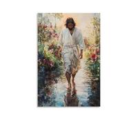 GEMTOFNMA Poster decorativo decorativo da appendere, motivo: il cielo si apre in colori tenui mentre il Cristo risorto cammina a piedi nudi attraverso il giardino imbevuto di rugiada. Decorazione
