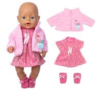 Gemtte 3 Set Vestiti per Bambole Neonate 43-48 cm per Bambole Neonate, Tuta da Bambola Vestiti per Bambole, Regali per Bambine, Pony Rosa
