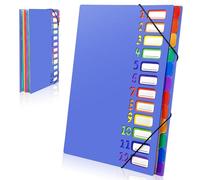 Gemtte Cartella Portadocumenti A4, Espandibile con 12 Scomparti, 24 Tasche con Sistema di Raccoglitori Portadocumenti Colorata e Impermeabile per Cancelleria Scolastica (Blu)