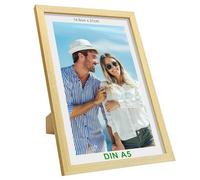 Gemtte Cornice portafoto A5, 15 x 20 cm, in legno con vetro acrilico infrangibile, di alta qualità, DIN A5, perfetta per la decorazione di stanze, cornici in legno per foto e immagini
