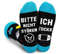 Gemtte Divertenti calzini da gioco con scritta in lingua tedesca "Bitte nicht Stören Ich Zocke", calzini divertenti, regalo per adolescenti, Blu, Taglia unica