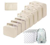 Gemtte Organizer Valigia, 13 Pezzi Set Organizer per Valigia, multifunzione Organizer Viaggio Packing Cubes per Vacanze e Viaggi, Divisori Valigia (Beige)