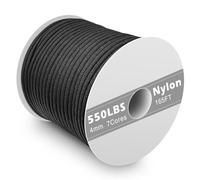Gemtte Paracord 550 - Corda in nylon da 4 mm, 50 m, con 7 fili, resistente agli strappi, corda di nylon nera per bracciale, guinzaglio, collare, paracord di sopravvivenza, max. 250 kg (550 lbs)