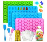 Gemtte Stampo in silicone per caramelle, 4 pezzi, con 2 pipette, stampo in silicone per cioccolato, antiaderente, per caramelle, gelatina, cioccolato